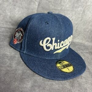 Chicago Cubs New Era 59Fifty Hat Fitted 7 Blue Denim Wrigley Field MLB NEW‎